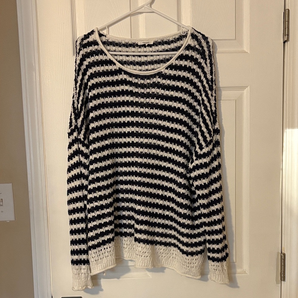 Maurices Navy and White Striped Sweater